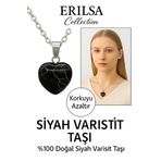 Sertifikalı Kalp Model Siyah Varisit Taşı Kolye – Korkuyu Azaltan ve Sakinleştiren Taş