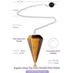 Sertifikalı Kaplan Gözü Taşı Pandül Sarkaç Hem Pandül - Hem Kolye Doğal Kahverengi Sarı Renk Tek Ebat