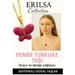 Sertifikalı Kelebek Model Pembe Turkuaz Taşı Kolye – Sevgi, Denge ve Pozitif Enerji Taşı