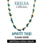 Sertifikalı Kırık Taşlı Model İnci - Apatit Taşı Kolye