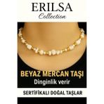 Sertifikalı Kırık Taşlı Model İnci – Beyaz Mercan Taşı Kolye – Koruyucu ve Dengeleyici Enerji