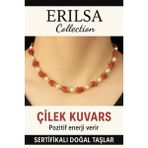 Sertifikalı Kırık Taşlı Model İnci Çilek Kuvars Taşı Kolye Kalp Çakra Dengesi Sağlar