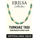 Sertifikalı Kırık Taşlı Model İnci - Firuze Taşı Kolye - (Turkuaz)