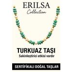 Sertifikalı Kırık Taşlı Model İnci - Firuze Taşı Kolye - (Turkuaz)