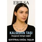 Sertifikalı Kırık Taşlı Model İnci - Kalsedon Taşı Kolye