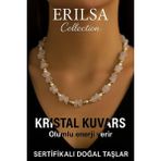 Sertifikalı Kırık Taşlı Model İnci - Kristal Kuvars Taşı Kolye