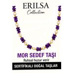 Sertifikalı Kırık Taşlı Model İnci - Mor Sedef Taşı Kolye