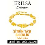 Sertifikalı Kırık Taşlı Model İnci – Sitrin Taşı Bileklik – Pozitif Enerji ve Bolluk