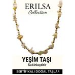 Sertifikalı Kırık Taşlı Model İnci ve Yeşim Taşı Kolye