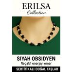 Sertifikalı Kırık Taşlı Model Siyah Obsidyen Taşı Kolye – Koruyucu ve Dengeleyici Enerji
