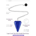 Sertifikalı Lapis Lazuli Taşı Pandül Sarkaç Hem Pandül - Hem Kolye
