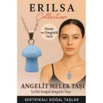 Sertifikalı Mantar Model Angelit Melek Taşı Kolye - Huzur Ve Dinginlik Veren Doğal Taş