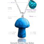 Sertifikalı Mantar Model Firuze Taşı Kolye - Gümüş Aparatlı