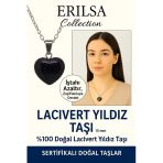 Sertifikalı Mini Kalp Model Lacivert Yıldız Taşı Kolye – Işıltı, Şans ve Ruhsal Koruma Taşı