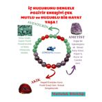 Sertifikalı Mutluluk Iç Huzur Pozitif Enerji Doğal Taş Tılsım Bilekliği Aventurin-ametist-akik
