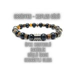 SERTİFİKALI Obsidyen Kaplan Gözü Doğal Taş Bileklik 8mm Misinalı