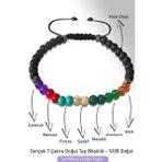 Sertifikalı Oniks 7 Çakra Doğal Taş Bileklik - Ametist,Mercan,Firuze,Sedef,Malahit,Aventurin,Akik
