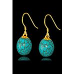 Sertifikalı Orijinal Gold Küre Model Firuze Taşı Küpe (Turkuaz Taşı)