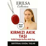 Sertifikalı Oval Bayrak Kırmızı Akik Taşı Kolye – Güç, Koruma ve Vatan Ruhu Taşı