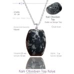Sertifikalı Oval Model Karlı Obsidyen Taşı Kolye