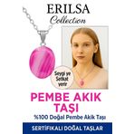 Sertifikalı Oval Pembe Akik Taşı Kolye – Sevgi, Sakinlik ve Ruhsal Denge Taşı