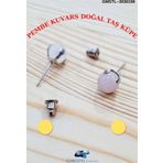 Sertifikalı Pembe Kuvars Doğal Taş Top Küpe Orijinal Doğal Taş