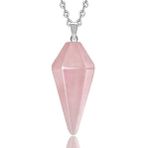 Sertifikalı Pembe Kuvars Taşı Pandül Kolye (gümüş Aparatlı)