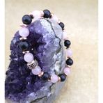 Sertifikalı Pembe Kuvars ve Shungite Doğal Taş Bileklik 8 mm