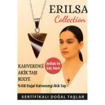 Sertifikalı Piramit Model Kahverengi Akik Taşı Kolye - Bolluk Ve Güç Veren Doğal Taş Takı