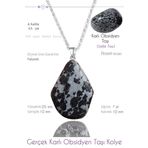 Sertifikalı Piramit Model Karlı Obsidyen Taşı Kolye