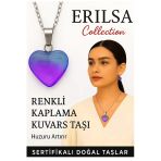 Sertifikalı Renkli Kaplama Kuvars Taşı Kolye (Mavi Mor) – Spiritüel Farkındalık ve İletişim Gücü