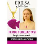 Sertifikalı Sarı Renkli Balık Model Pembe Turkuaz Taşı Kolye – Sevgi, Şans ve Ruhsal Koruma Taşı