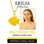 Sertifikalı Sarı Renkli Balık Model Sarı Turkuaz Taşı Kolye – Enerji, Şans ve Ruhsal Koruma Taşı