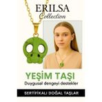 Sertifikalı Sarı Renkli İskelet Model Yeşim Taşı Kolye – Güç, Dönüşüm ve Ruhsal Koruma Taşı
