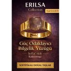 Sertifikalı Şeffaf Kahverengi Akik Doğal Taş Yüzük – Güç Odak Bilgelik Ayarlanabilir
