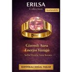 Sertifikalı Şeffaf Pembe Aura Kuvars Doğal Taş Yüzük – Gizemli Aura Enerjisi