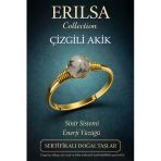 Sertifikalı Sinir Sistemi Enerji Yüzüğü – Çizgili Akik Ayarlanabilir Gold İnce Kasa İkizler Yengeç