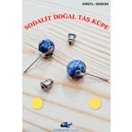 Sertifikalı Sodalit Doğal Taş Top Küpe Orijinal Doğal Taş Sürpriz Hediyeli