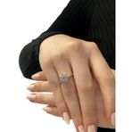 Sertifikalı Swarovski Taşlı 6 Tırnak 925 Gümüş Yüzük