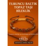 Sertifikalı Turuncu Baltık Topaz Doğal Taş Bileklik - 8X8 Mm Cesaret Mutluluk Ve Enerji Taşı