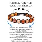 Sertifikalı Turuncu Beyaz Akik Taşı Bileklik - Makrome