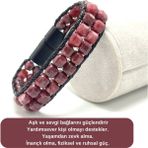 Sertifikalı Yakut Çift Sıra Küp Kesim Kilitli Doğal Taş Bileklik 6mm Taş - 18 cm - Bordo