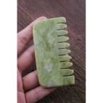 Sertifikalı Yeşim Jade Taşı Doğal Taş Tarak Ve Masaj Aleti (8 Cm) Doğal Yeşil Renk