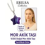 Sertifikalı Yıldız Kesim Mor Akik Taşı Kolye – Ruhsal Denge ve İçsel Huzur Taşı