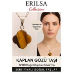 Sertifikalı Yonca Kesim Kaplan Gözü Doğal Taş Kolye – Cesaret Özgüven Ve Başarı Taşı