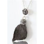 Sertifikalı Zirkon Taşlı Model Şungit - Shungite Taşı Kolye (Ham İşlenmemiş)