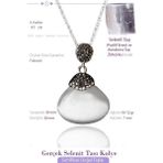 Sertifikalı Zirkon Taşlı Oval Selenit Taşı Kolye