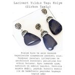 Sertifikalı Zirkon Taşlı Tamburlanmış Lacivert Mavi Yıldız Taşı Kolye