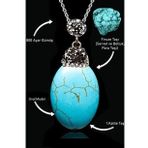 Sertifikalı Zirkon Taşlı XL Oval Model Firuze Taşı Kolye (Turkuaz Taşı)