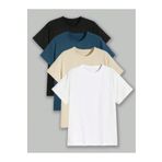 Serüven Sport Süper Kalite Kadın Tişört Düz Renk Siyah Beyaz Bisiklet Yaka Organik Pamuk Penye T-shirt